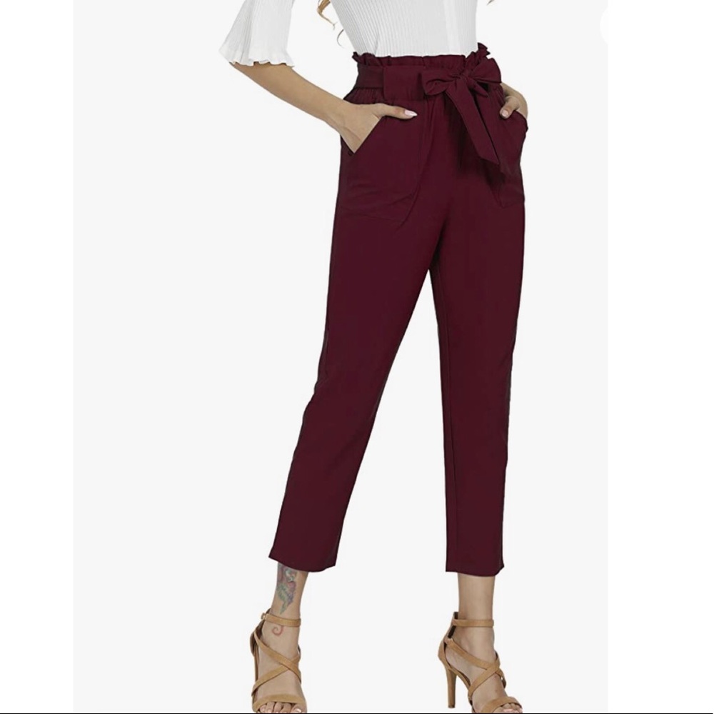 Madrag burgundy belted pants
